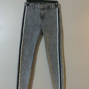 Bershka Skinny Medium Rise Jeans Stripped